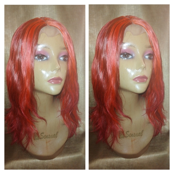 14" 100% human virgin red body wave hair wig - Picture 7 of 8